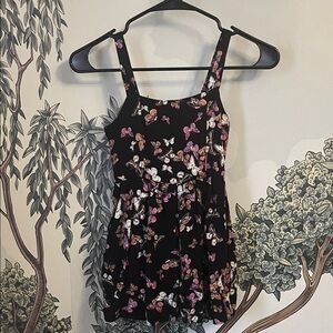 Girls Black Butterfly Print Romper, Sz 8 - Purple & Pink Accents
